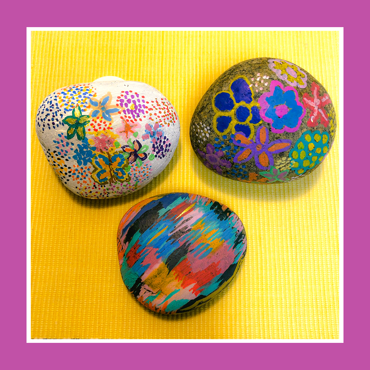 TED ART rock painting for graves disease awareness month to include thyroid eye disease