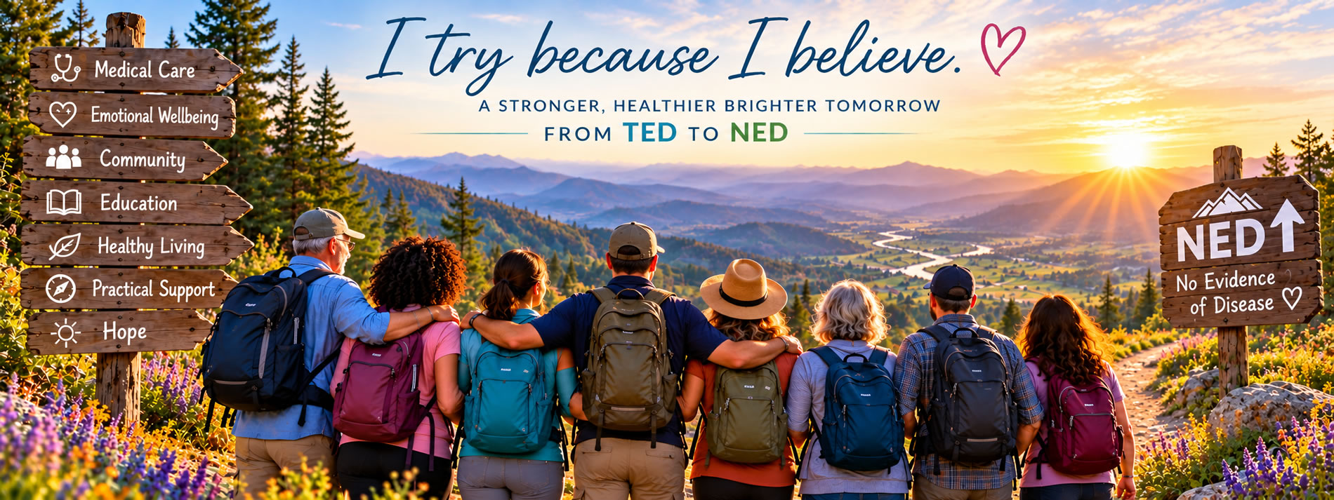 ted-awareness-week-2026 ted awareness week 2026 banner image of people on a hike from TED to NED.